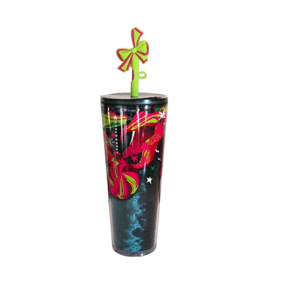 Starbucks Festive Tumbler with Straw - Black and Red